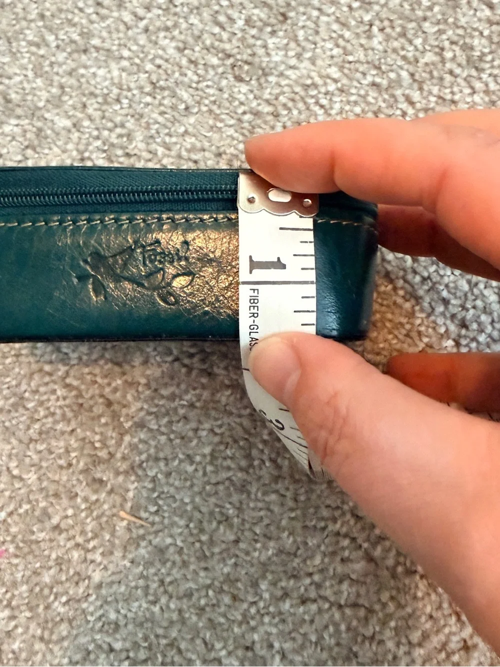 FOSSIL Teal Leather Small Jewelry Case Box Zip Around Travel Compact - Picture 9 of 9